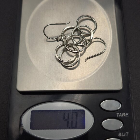 Sterling Silver Triple Circle Bright Dangle Earrings A6392 - Picture 5 of 5